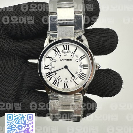 GP공장 까르띠에 롱드솔로 36MM 스틸 화이트다이얼 브레이슬릿 Ronde Solo De Cartier 36mm SS White Dial on SS Bracelet Ronda Quartz