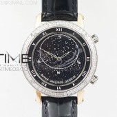TW공장 파텍필립 6104P 문 로즈골드금장 블랙다이얼 다이아몬드베젤 가죽스트랩 6104P MOON RG BLACK DIAL DIAMOND BEZEL ON BLACK LEATHER STRAP A240 V2