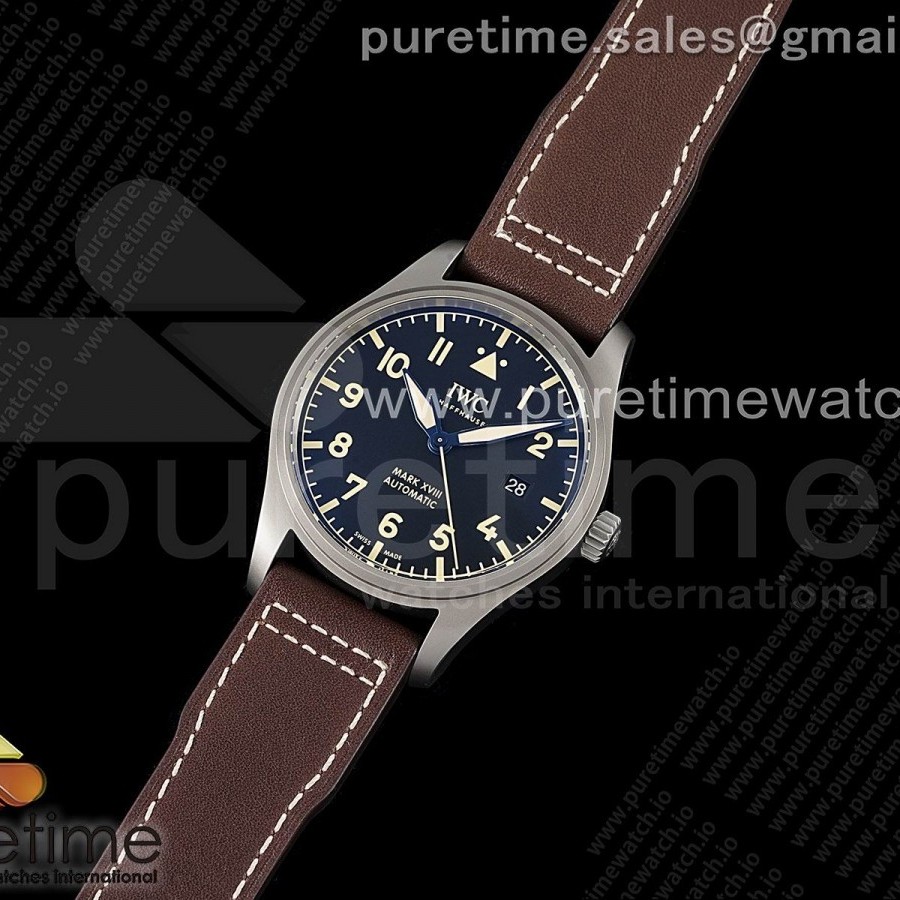 A7공장 마크18 블랙다이얼 브라운가죽스트랩 V7공장  Mark XVIII IW327006 Titanium V7F 1:1 Best Edition Black Dial on Brown Leather Strap