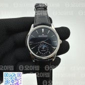 APS공장 예거르쿨트르 마스터 울트라씬 문페이즈 스틸 블랙다이얼 가죽스트랩 Master Ultra Thin Moon SS APSF 1:1 Best Edition Black Dial on Black Leather Strap SA925 Super Clone