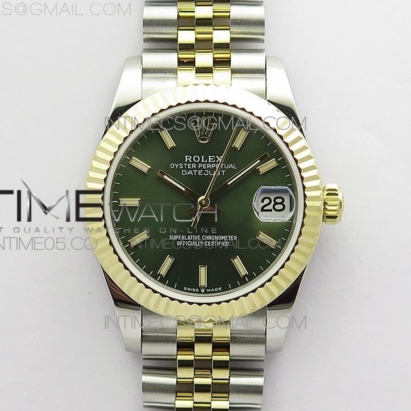 BP 롤렉스 데이저스트 31 옐로우골드콤비 그린다이얼 2813 Datejust 31mm 278273 SS/YG BP Best Edition Gray Stick Markers Dial on SS/YG Jubilee Bracelet