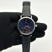ZF공장(AF) IWC 포르토피노 오토메틱 40 스틸 블루다이얼 실버핸즈 가죽스트랩 Portofino Automatic 40mm SS/LE Blue/SS Stk ZF A9019