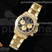 OM공장 롤렉스 스틸 데이토나 블랙다이얼 옐로우골드금통 브레이슬릿 Daytona 116508 YG OMF Best Edition Black/YG Dial on YG Bracelet A7750 (Slim Movement)