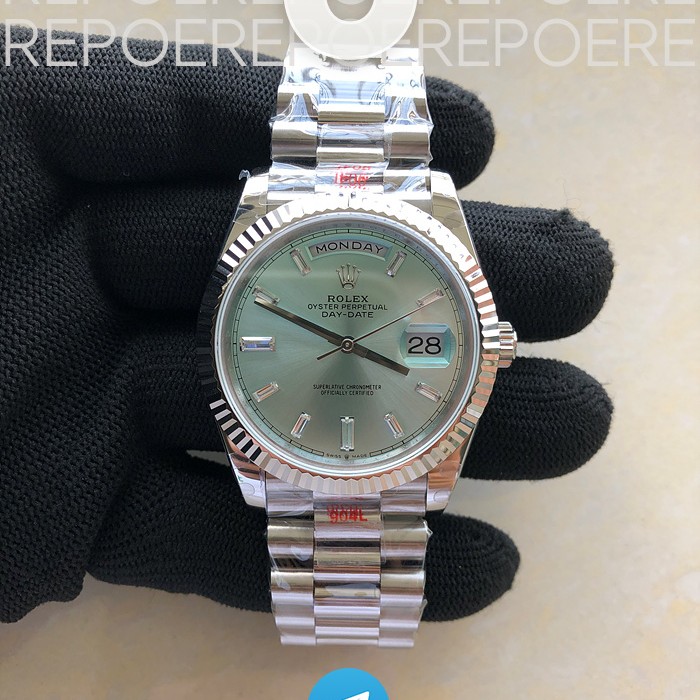 GM공장 롤렉스 데이데이트 40 바게트인덱스 아이스블루다이얼 프레지던트브레이슬릿 DayDate 40mm 228239 GMF 1:1 Best SS Ice Blue Dial T Diamonds Markers on President Bracelet A3255