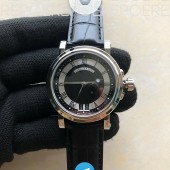 HG공장 브레게 마린 스틸 블랙다이얼 가죽스트랩 MARINE 5222 SS BLACK DIAL ON BLACK LEATHER STRAP ASIAN CAL.517GG(FREE RUBBER STRAP)