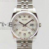 DJ공장 V2 롤렉스 데이저스트 36MM 플루티드베젤 다이아몬드화이트다이얼 쥬빌레브레이슬릿 DATEJUST 36MM 116234 V2 DIAMOND SILVER JUBILEE DIAL ON SS JUBILEE BRACELET SA3135