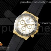 WF공장 롤렉스 세라믹 데이토나 옐로우골드금통 화이트다이얼 러버스트랩 Daytona 116518 WF Best Edition White Dial on Black Rubber Strap A7750