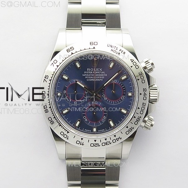 Noob공장 롤렉스 스틸 데이토나 블루다이얼 브레이슬릿 눕 Daytona 116509 904L Noob 1:1 Best Edition Blue Dial on 904L SS Bracelet SA4130