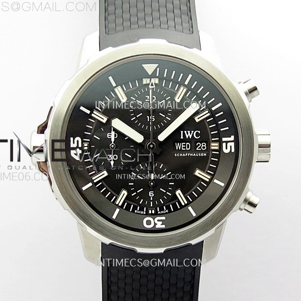 APS공장 IWC 아쿠아타이머 스틸 블랙다이얼 블랙러버스트랩 Aquatimer IW376803 SS APSF 1:1 Best Edition Black Dial on Black Rubber Strap A7750