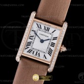 F1공장 까르띠에 탱크 머스트 스몰 로즈골드금통 다이아몬드베젤 브라운스트랩 Cartier Tank Must Small Dia RG/LE Wht F1F Sw Qtz
