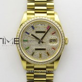 RA공장 롤렉스 데이데이트 36 옐로우금통 다이아몬드베젤 프레지던트브레이슬릿 Daydate 128238 36mm Crystals Bezel YG RAF Best Edition Color Diaminds Dial on SS President Bracelet A2836
