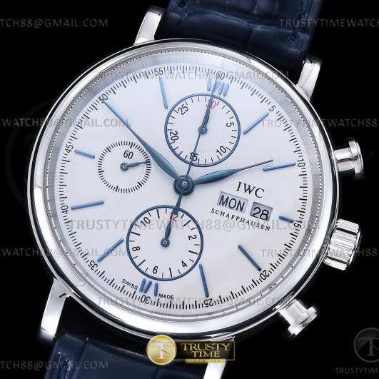 TW공장 IWC 포르토피노 크로노 스틸 화이트다이얼 블루가죽스트랩 Portofino Chrono IW3910 SS/LE Wht/Blue Stk TWF A7750