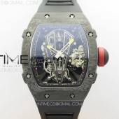 RM공장 리차드밀 RM027-03 NTPT 카본케이스 스켈레톤다이얼 블랙러버스트랩   RM027-03 NTPT Real Tourbillon RMF Best Edition Skeleton Dial on Black Rubber Strap