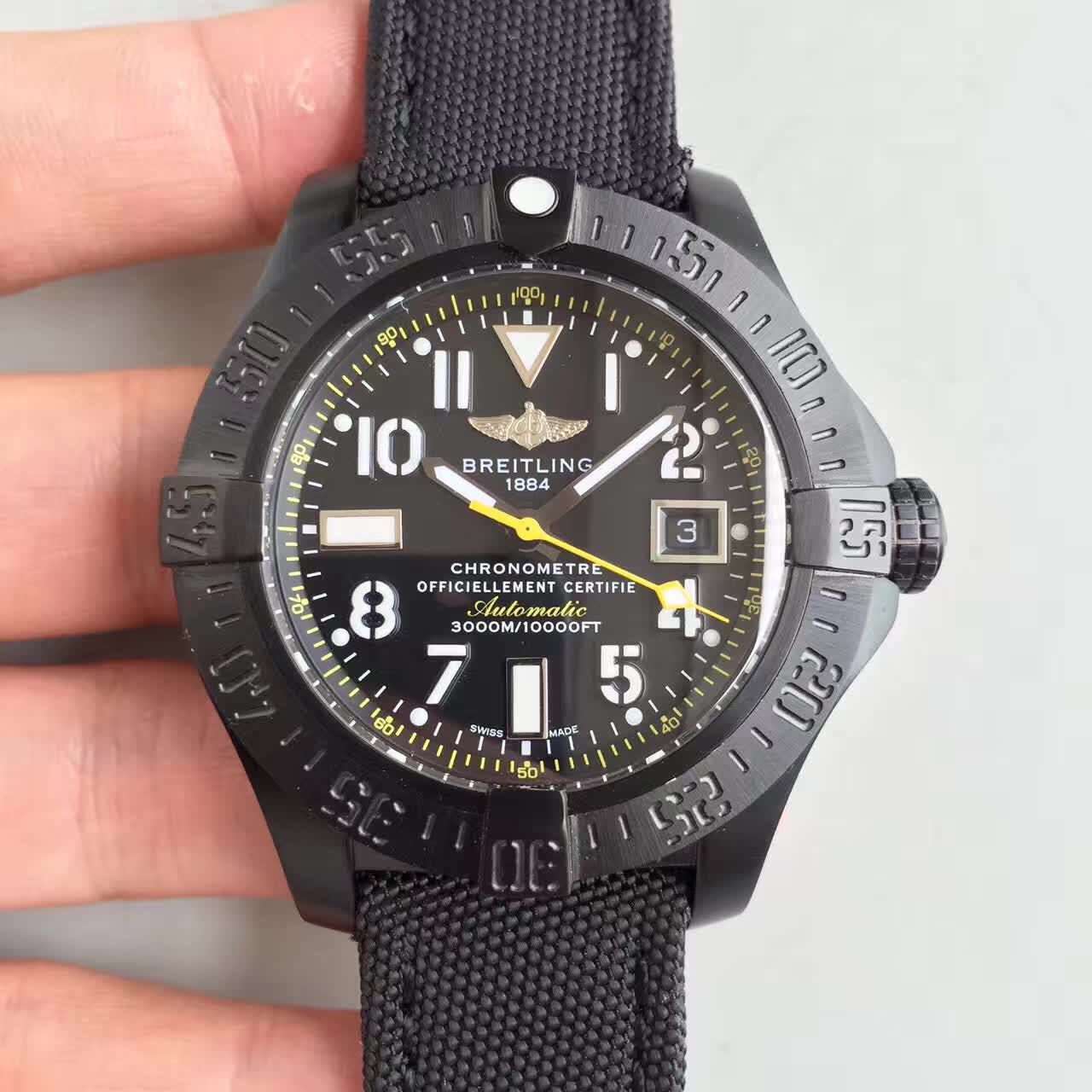 BL공장 브라이틀링 어벤져2 씨울프 블랙 PVD 아라빅 옐로우핸즈 Breitling Avenger2 SeaWolf Black PVD Arabic Yellow Hand