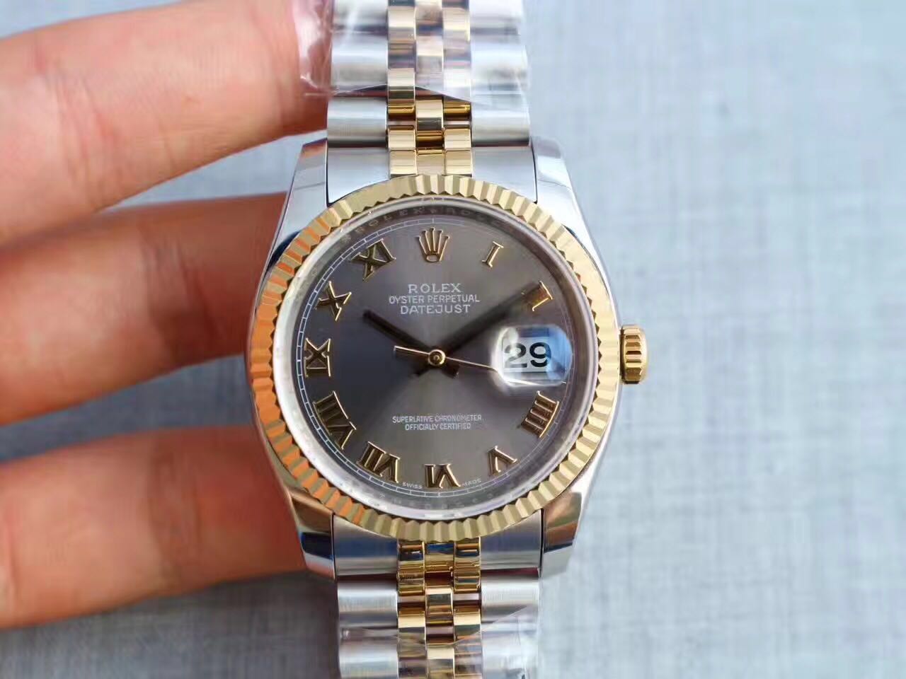 BP공장 롤렉스 데이저스트 콤비 챠콜 로만인덱스 Rolex DateJust Combi&Charcoal Dial Roman Index 브레스렛 V2