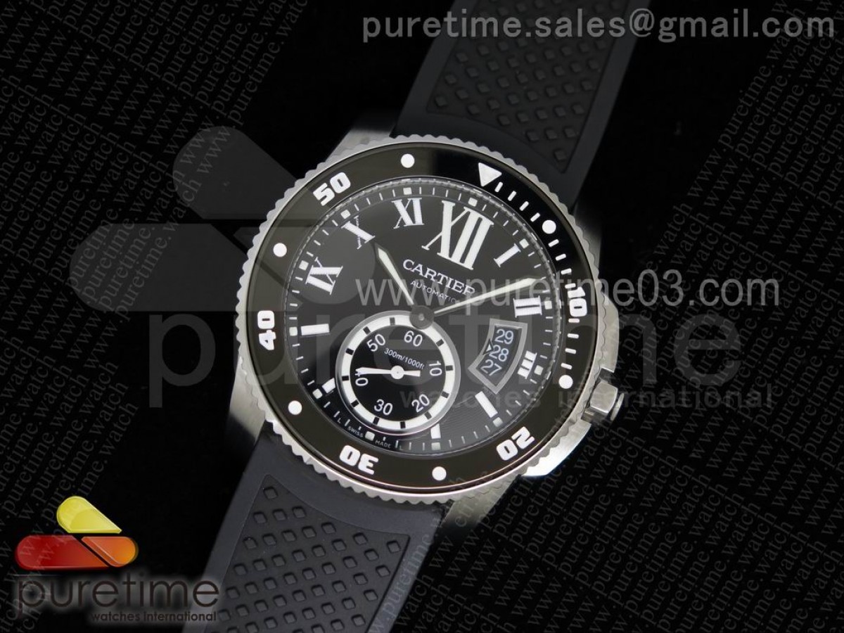 TF공장 까르띠에 칼리브 드 까르띠에 스틸 블랙다이얼 블랙 러버 Cartier Calibre de Cartier SS/Black Dial