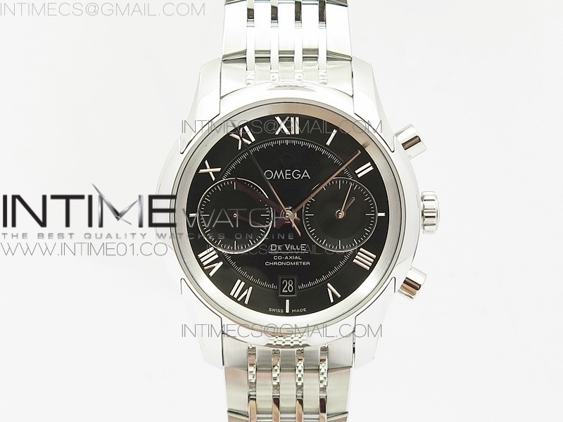 OM공장 오메가 드빌 크로노그래프 스틸 블랙다이얼 브레이슬릿 DE VILLE CHRONOGRAPH SS  BLACK DIAL ON SS BRACELET A9300