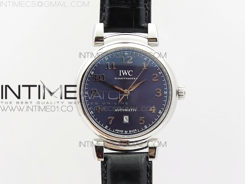 TW IWC 다 빈치 IW356601 스틸 블루선레이다이얼 DA VINCI IW356601 SS  BLUE DIAL SS A2892 ON BLACK LEATHER STRAP