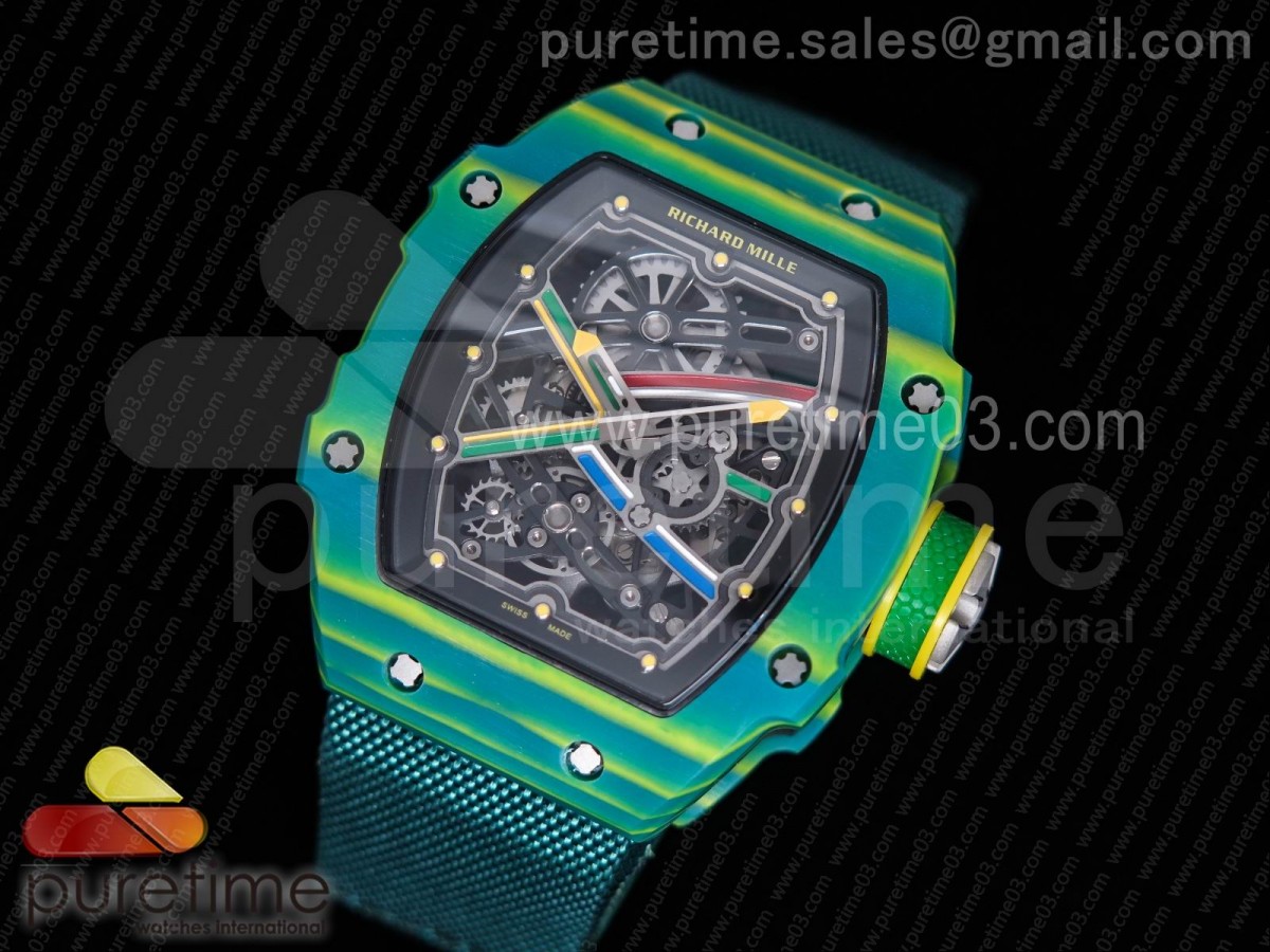 리차드밀 RM67-02 스프린트 스켈레톤다이얼 그린 나일론스트랩 RM 67-02 Sprint Skeleton Dial on Green Nylon Strap 6T51