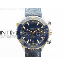 OM공장 오메가 씨마스터 크로노그래프 로즈골드콤비 블루다이얼 가죽스트랩 SEAMASTER PROFESSIONAL CHRONO SS/RG  BLUE CERAMIC BLUE DIAL ON BLACK GUMMY STRAP A9300