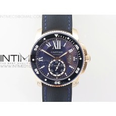 TF공장 칼리브 드 까르띠에 다이버 로즈골드금통 블루다이얼 러버스트랩 CALIBRE DE CARTIER DIVER RG BLUE DIAL ON NYLON BLACK RUBBER STRAP 23J MOVEMENT