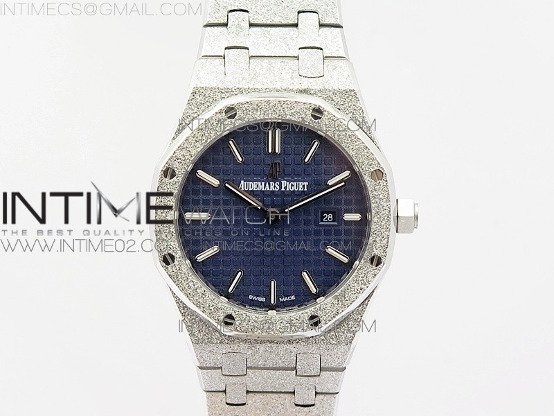 OM공장 오데마피게 로얄오크 15000 프로스티드골드 블루다이얼 ROYAL OAK 33MM 15000 SATIN-POLISHED SS BLUE DIAL ON SS BRACELET QUARTZ