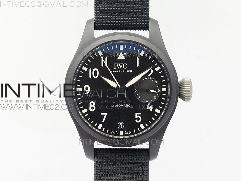 ZF공장 IWC 빅파일럿 블랙샌딩코팅 v2 BIG PILOT REAL PR IW502001 REAL CERAMIC V2 BLACK DIAL ON BLACK CALFSKIN STRAP A51111