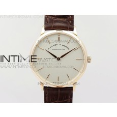 WF공장 아랑에운트죄네 색소니아씬 211026 로즈골드 화이트다이얼 가죽스트랩 SAXONIA THIN 211.026 RG WHITE DIAL ON BROWN LEATHER STRAP MIYOTA 9015