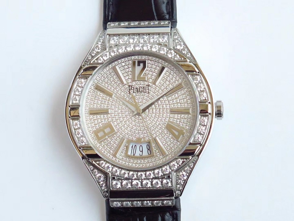 MK 피아제 폴로 스틸 풀 다이아몬드 800P 블랙가죽스트랩 PIAGET POLO SS DIAMONDS DIAL/BEZEL BLACK LEATHER STRAP MIYOTA9015 TO 800P