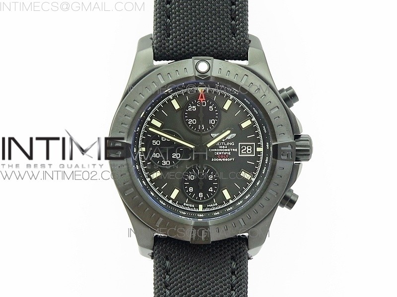 브라이틀링 챌린저 크로노그래프 DLC블랙 블랙다이얼 러버스트랩 CHALLENGER CHRONOGRAPH DLC BLACK DIAL ON RUBBER STRAP A7750