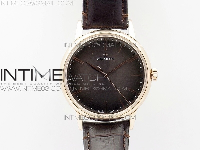 CY공장 제니스 엘리트 로즈골드금장 브라운다이얼 가죽스트랩 ELITE RG BROWN DIAL ON BROWN LEATHER STRAP MIYOTA 9015 TO ELITE 6150