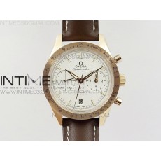 OM공장 오메가 스피드마스터57 코엑시얼 화이트다이얼 로즈골드금장 가죽스트랩 SPEEDMASTER '57 CO-AXIAL RG WHITE DIAL WHITE MARKERS ON BROWN LEATHER STRAP A9300 (FREE LEATHER STRAP)