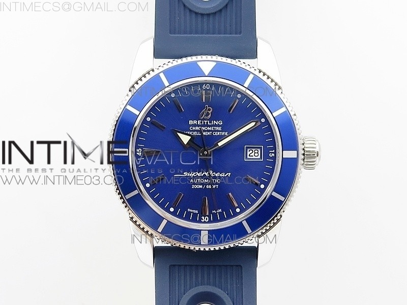 OM공장 브라이틀링 슈퍼오션 42MM 스틸 블루다이얼 블루인서트 러버스트랩 SUPEROCEAN 42MM A17321 SS  BLUE DIAL BLUE BEZEL ON BLUE RUBBER STRAP A2824(FREE RUBBER STRAP WITH BUCKLE)