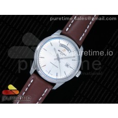 V7공장 브라이틀링 트랜스오션 데이데이트 스틸 화이트다이얼 가죽스트랩 Breitling Transocean Day & Date Automatic SS White Dial on Brown Leather Strap A2836