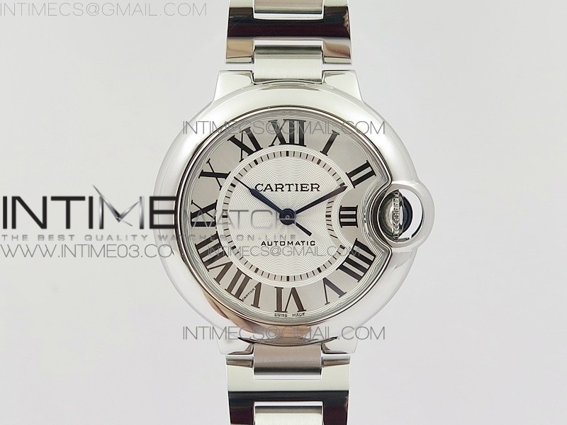 AF공장 까르띠에 발롱블루 33MM 스틸 화이트다이얼 브레이슬릿 BALLON BLEU 33MM SS WHITE TEXTURED DIAL ON SS BRACELET CAL.076