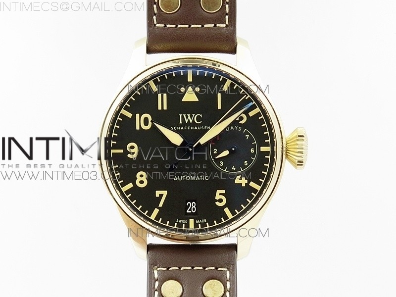 ZF공장 IWC 빅파일럿 브론조 브라운 빈티지스타일다이얼 블루핸즈 가죽스트랩 BIG PILOT IW501005 BRONZO BROWN DIAL BLUE NUMBERS ON BROWN LEATHER STRAP A52110