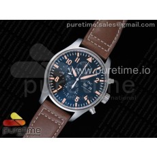 ZF공장 IWC 파일럿 크로노그래프 오스트레일리아 한정판 Pilot Chrono IW377720 Australia Limited Edition Black Dial on Brown Leather Strap A7750