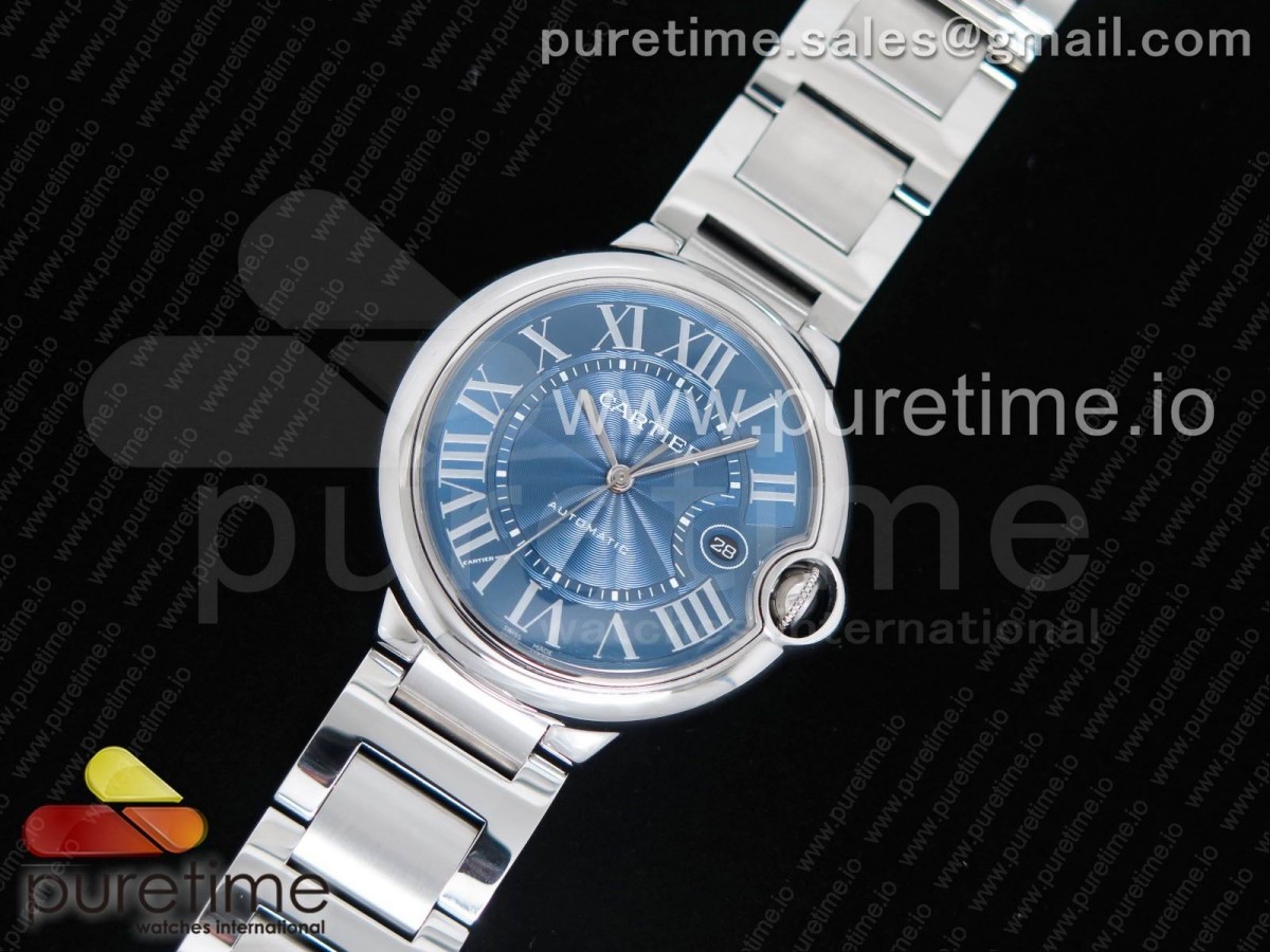 CR공장 까르띠에 발롱블루 42MM 스틸 블루다이얼 브레이슬릿 Ballon Bleu 42mm SS Blue Textured Dial on SS Bracelet A2824