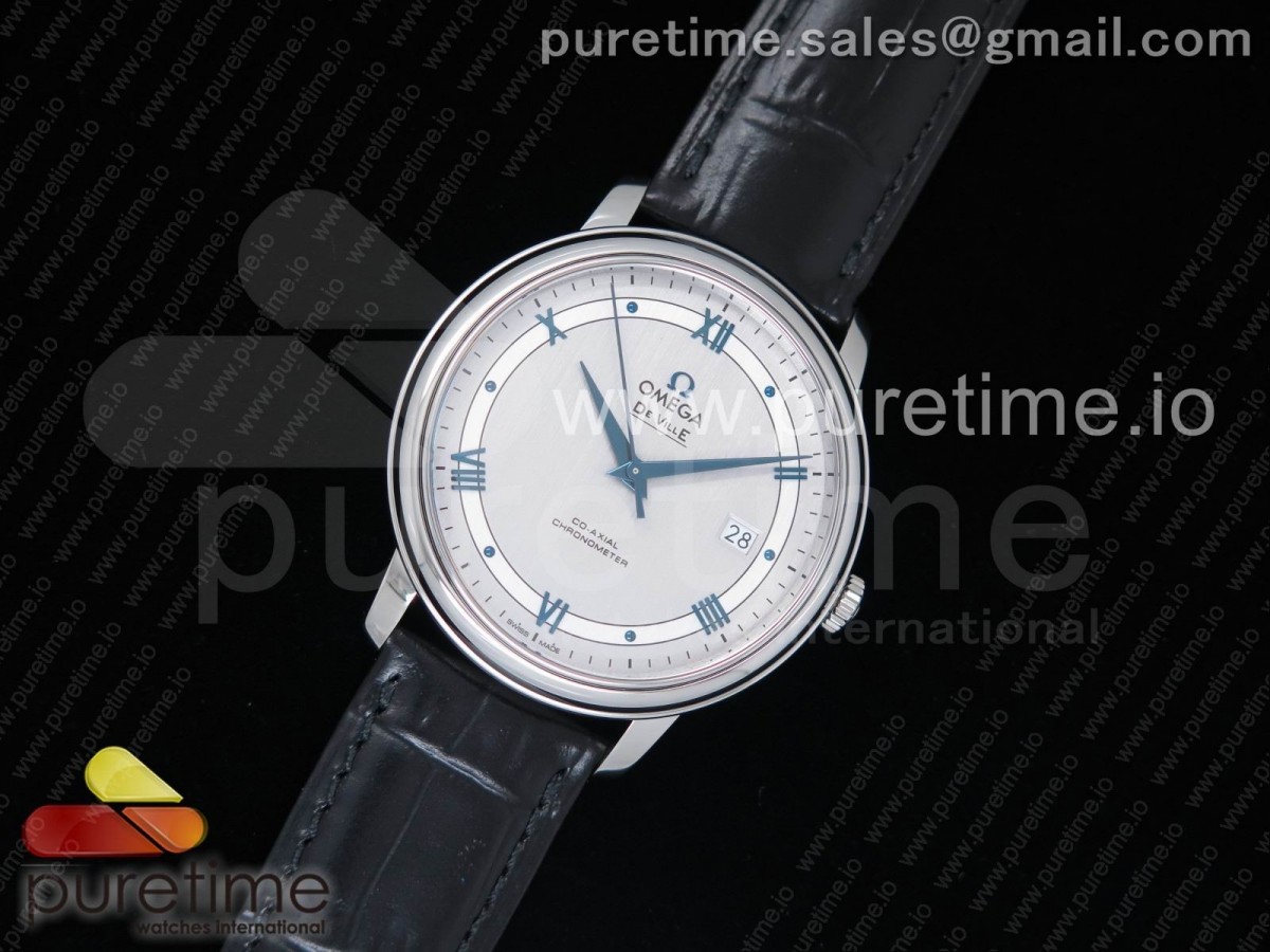 MK공장 v4 오메가 드빌 스틸 실버다이얼 블루인덱스 블랙가죽스트랩 De Ville SS Silver Dial Blue Markers on Black Leather Strap MIYOTA 9015 V4