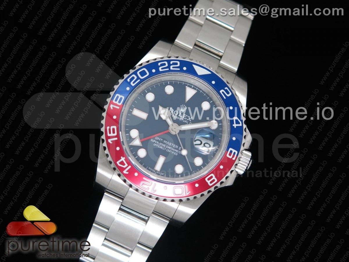 GM공장 롤렉스 GMT마스터2 BLRO 904L스틸에디션 블루다이얼 브레이슬릿 GMT Master II 116719 BLRO 904L Steel Edition Blue Dial on Bracelet A2836