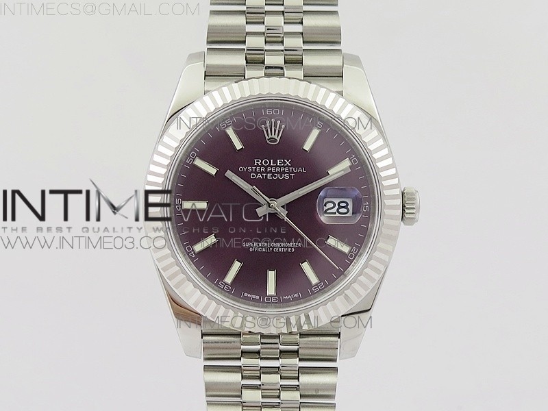 RE공장 V2 롤렉스 데이저스트 41 스틸 퍼플바다이얼 브레이슬릿 DATEJUST 126334 SS PURPLE DIAL STICK MARKERS ON NEW VERSION JUBILEE BRACELET A3235