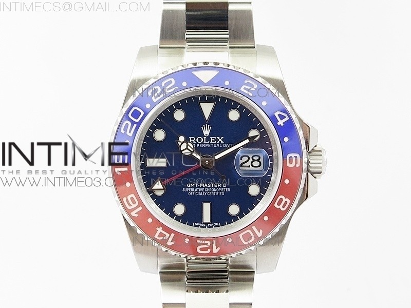 DJ공장 롤렉스 GMT마스터2 BLRO 펩시 블루다이얼 브레이슬릿GMT MASTER II 116719 BLRO REAL RED/BLUE SS BLUE DIAL ON BRACELET A2836