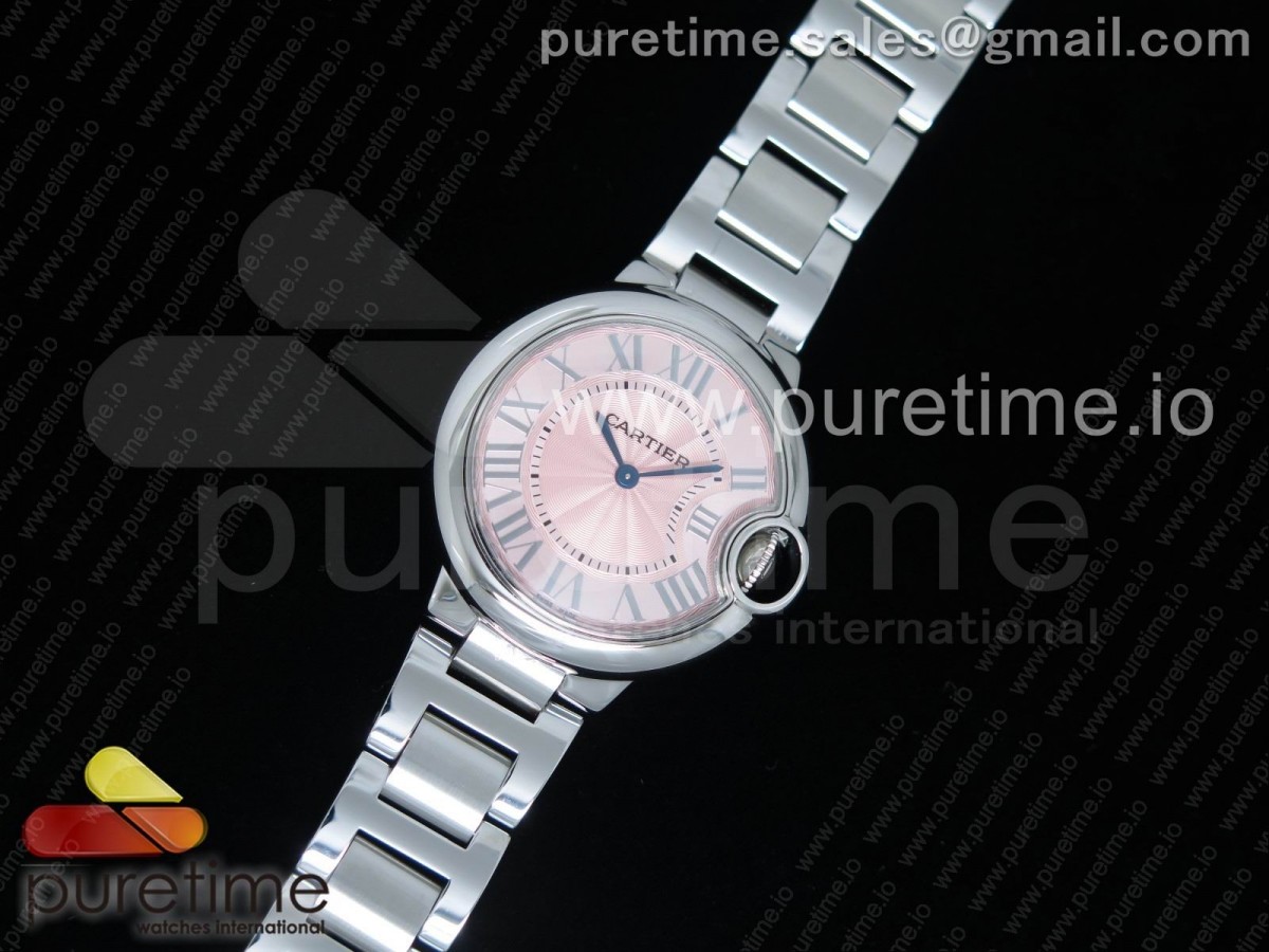 AF공장 까르띠에 발롱블루 33MM 스틸 Ballon Bleu 33mm SS Pink Textured Dial on SS Bracelet Jap Quartz