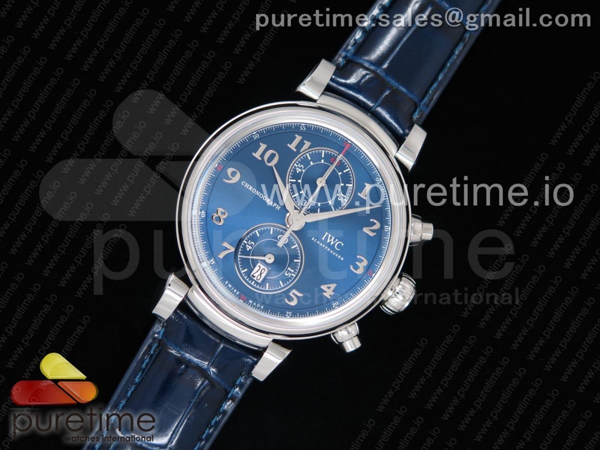 YL공장 IWC 다 빈치 크로노그래프 스틸 블루다이얼 가죽스트랩 IWC Da Vinci Chrono IW3934 SS Blue Dial on Blue Leather Strap A7750