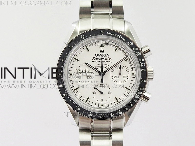 OM공장 오메가 스피드마스터 스틸 스누피 화이트다이얼 브레이슬릿 SPEEDMASTER SS SNOOPY WHITE DIAL ON SS BRACELET MANUAL WINDING CHRONO MOVEMENT