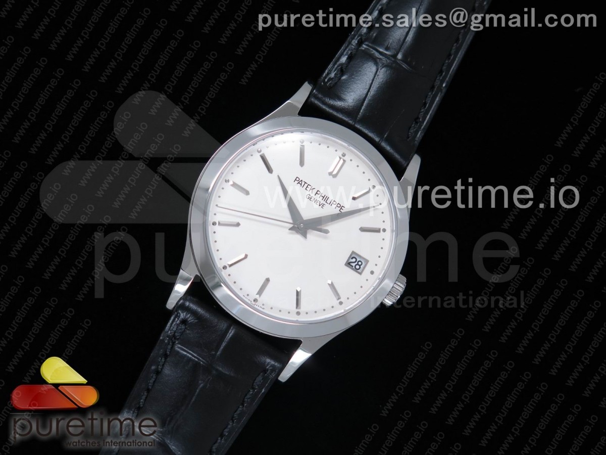 OX공장 파텍필립 칼라트라바 5296 스틸 화이트다이얼 가죽스트랩 Calatrava 5296G SS White Dial SS Hand on Black Leather Strap A324