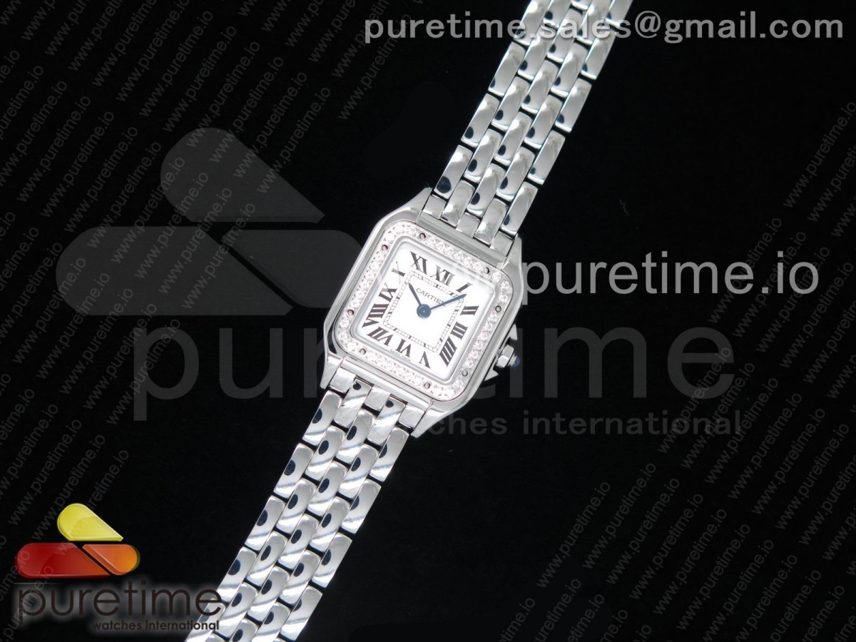 K11공장 22mm까르띠에 팬더 시크릿 레이디즈 스틸앤다이아케이스 브레이슬릿Panthère Secrete Ladies 22mm SS Diamonds Bezel  White Dial on SS Bracelet Ronda Quartz