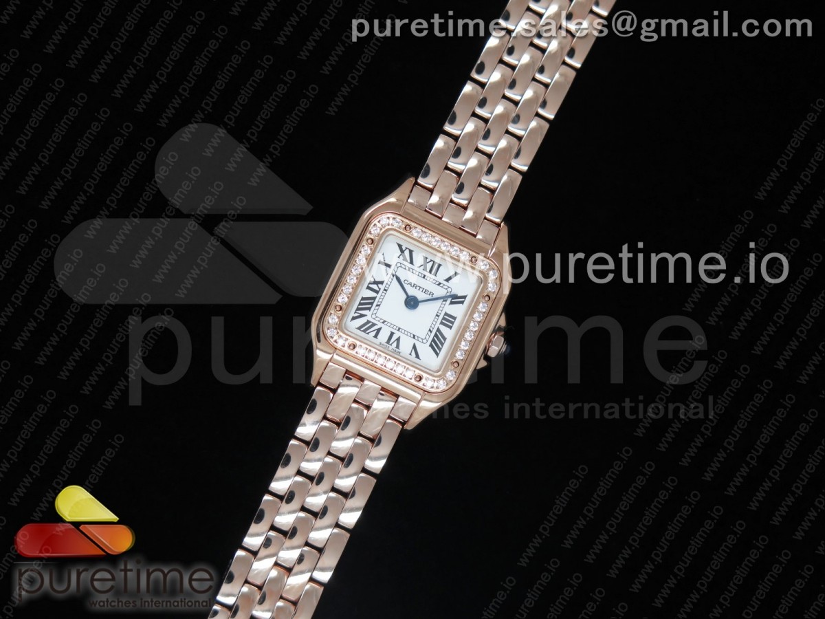 K11공장 까르띠에 팬더 레이디즈 22 로즈골드금장 화이트다이아다이얼 브레이슬릿 Panthère Secrete Ladies 22mm RG White Dial Diamonds Bezel on RG Bracelet Ronda Quartz