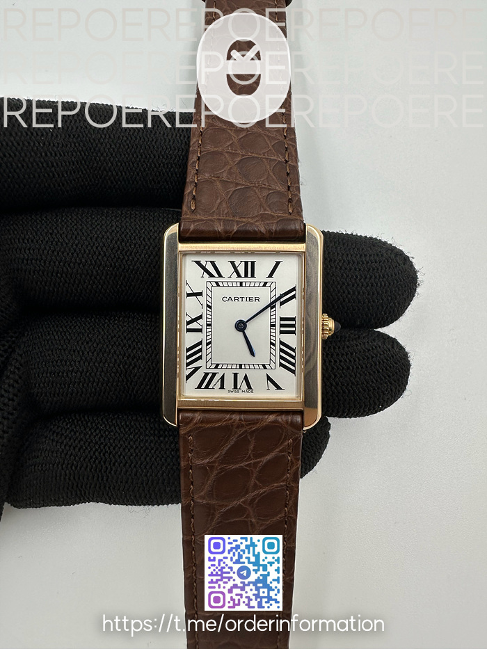 AF공장 까르띠에 탱크솔로 27 로즈골드금장 화이트다이얼 가죽스트랩 TANK SOLO LADIES 27MM RG WHITE DIAL ON BROWN LEATHER STRAP RONDA QUARTZ