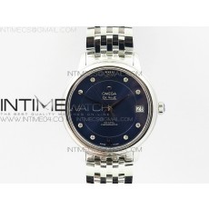 MK공장 오메가 드빌 레이디즈 스틸 블루다이얼 다이아인덱스 브레이슬릿 DE VILLE LADIES SS BLUE DIAL ON SS BRACELET MIYOTA 9015 (FREE LEATHER STRAP)